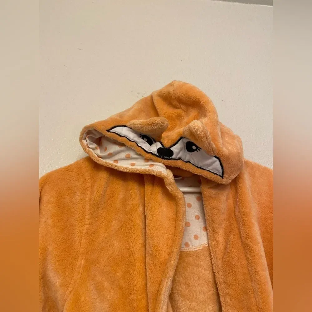 Tucker and Tate Fox robe orange hooded fleece cozy L 10-12